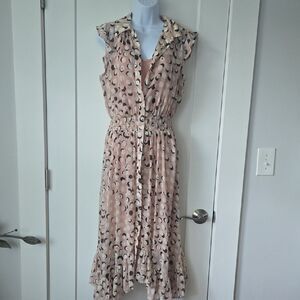 G by Giuliana Pink Flutter Sleeve Midi Dress